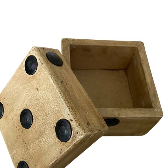 UNIQUE Sanibel Home Wooden DICE BOX Trinket Jewelry 4" Storage - Made in India - Picture 5 of 8